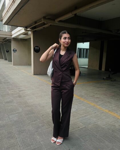 Asymmetrical Vest and Trousers Co-ord Set